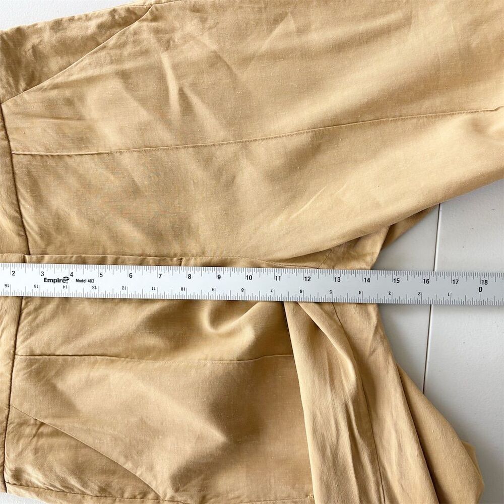 Veronica Beard Lago Stretch Linen Ankle Pant Sz 8 Camel Tan‎ Slim Leg High Rise - Picture 10 of 11